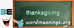 WordMeaning blackboard for thanksgiving